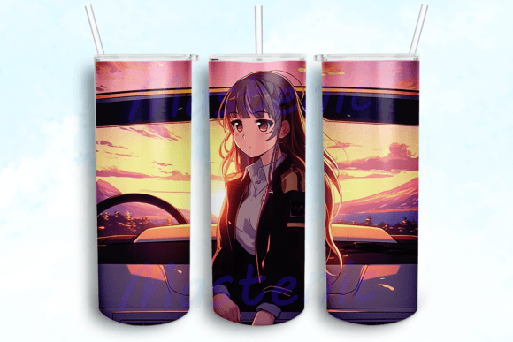 Anime Girl 20oz Tumbler Wrap: Graphics for Crafts & Branding