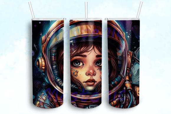 Astronaut Girl Tumbler PNG: Graphics for Crafts & Creative Brands