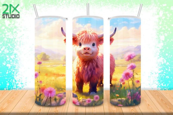 Baby Highland Cow Tumbler Wrap No.7 Graphics & Print Templates