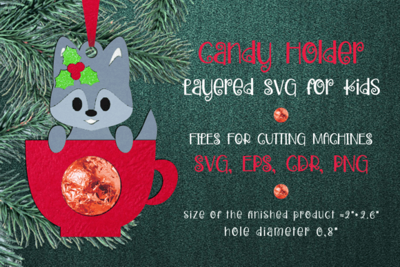 Baby Wolf in a Cup Christmas Ornament: Graphics & Crafts