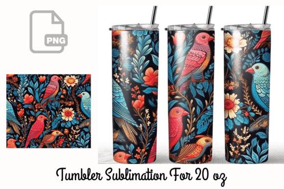 Boho Rustic with Birds Tumbler Wrap PNG: Graphics for Authentic Editorial Charm