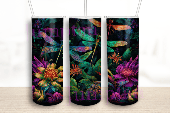 Bright Neon Dragonflies Graphics for Crafts