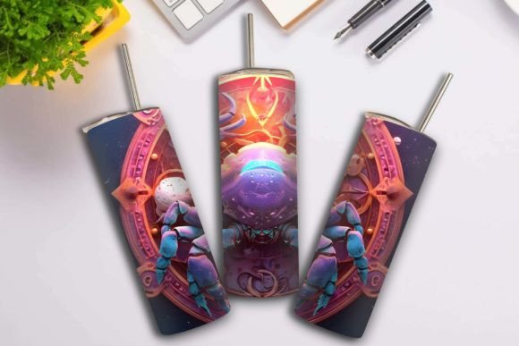 Cancer Zodiac Tumbler Wrap PNG: Graphics for Crafts