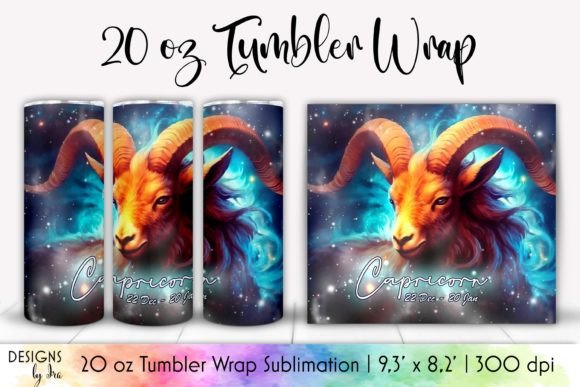 Capricorn Zodiac Tumbler Wrap Graphics