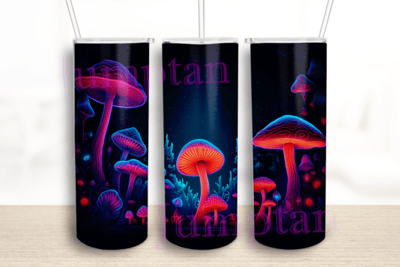 Colorful Beautiful Mushrooms Tumbler: Graphics for Crafts & Content