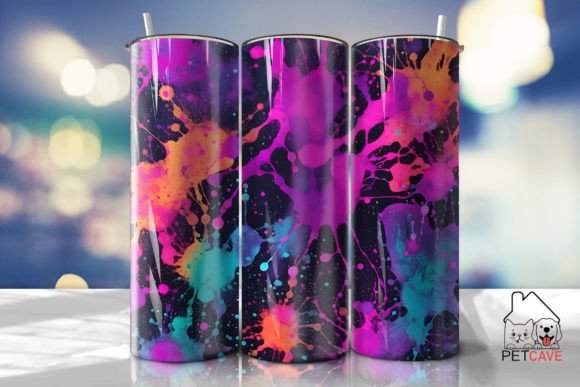 Colorful Ink Splatter Tumbler 20oz 6 Graphics for Crafts