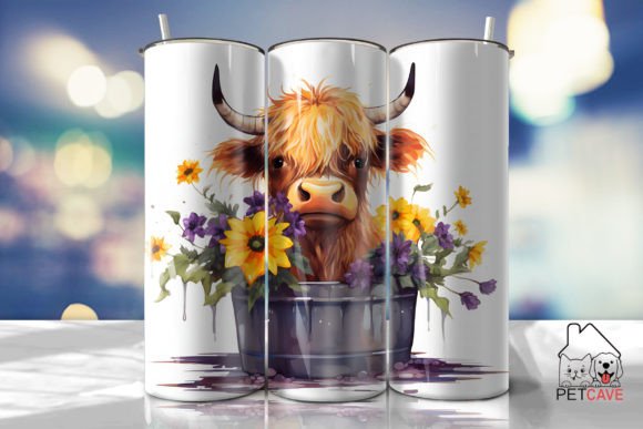 Cute Highland Cow Baby Tub Tumbler Graphics for Crafts