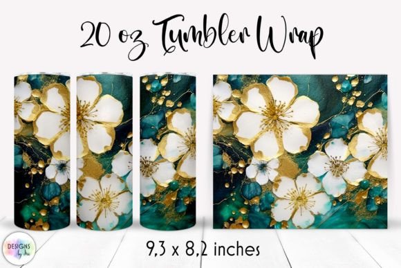 Elegant Alcohol Ink Flowers Tumbler Wrap Graphics