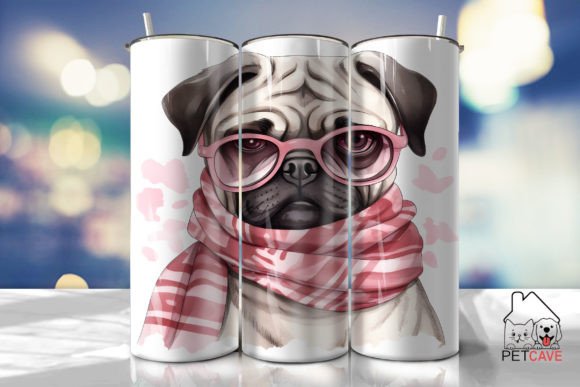 Fashion Illustration Pug Tumbler Wrap: Graphics for Crafts-Driven Branding
