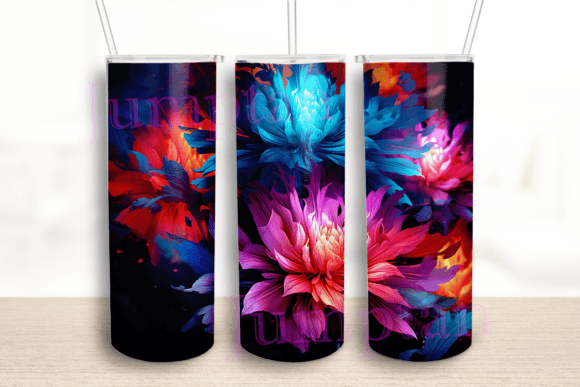 Floral Fractals 20 Oz Tumbler Wrap: Graphics for Crafts-Driven Branding