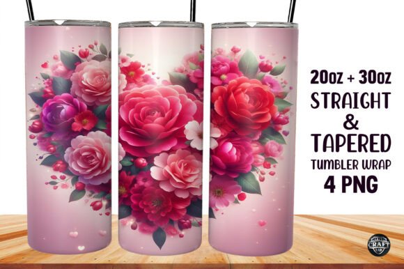Floral Heart Valentine’s Tumbler PNG Graphics