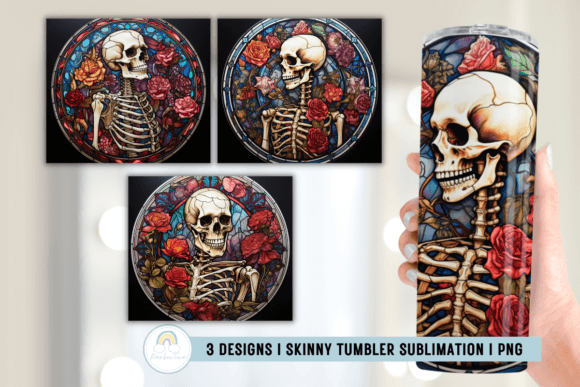 Floral Skeleton Tumbler Sublimation Graphics for Crafts