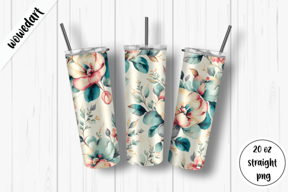 Flowers Pattern Tumbler Wrap: Graphics for Crafts & Content