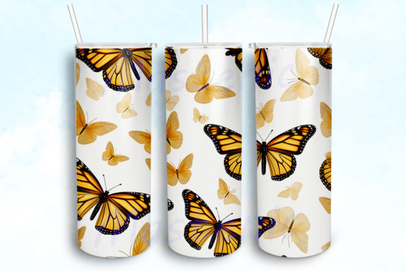Monarch Butterflies on Cream Tumbler: Graphics for Crafts