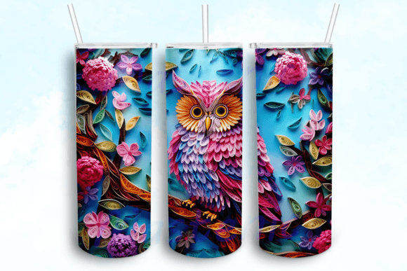 Owl with Flowers Graphics for Crafts