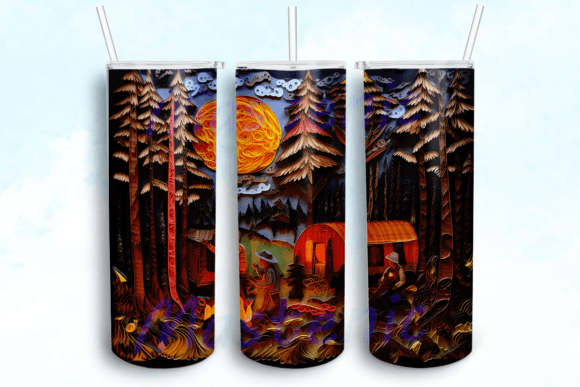 Paper Quilling Camping 20oz Tumbler Graphics