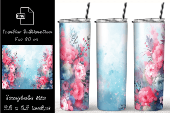 Pink Flower Tumbler Wrap Sublimation: Graphics & Graphic Templates