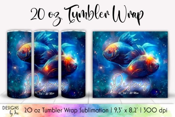 Pisces Zodiac Sign Tumbler Wrap 20 Oz Graphics