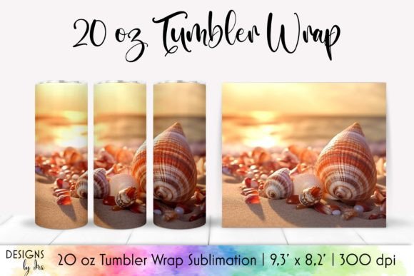 Seashells on the Beach Tumbler Wrap: Graphics for Summer-Ready Tumbler Wraps