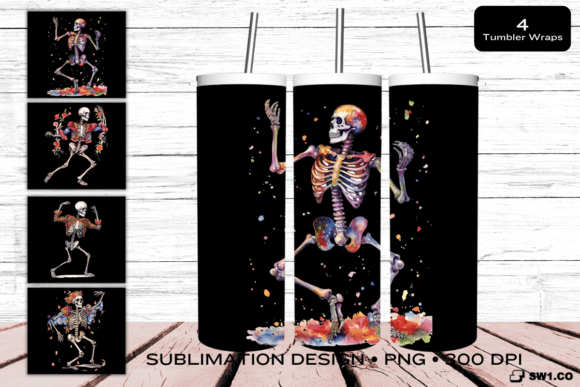 Skeleton Dancing Tumbler Wrap: Graphics & Crafts Done Right