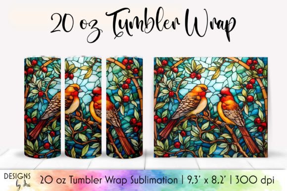 Stained Glass Birds Christmas Tumbler Graphics & Wraps