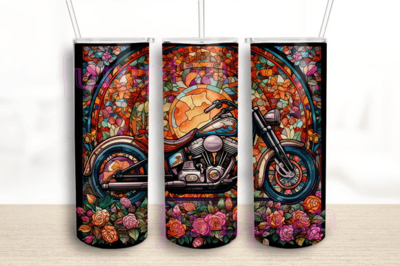 Stained Glass Motobike Tumbler Design
