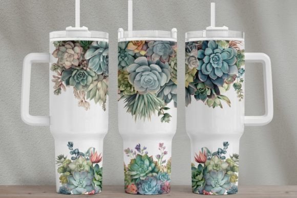 Succulent Tumbler Graphics: 40 Oz Tumbler Wrap Template