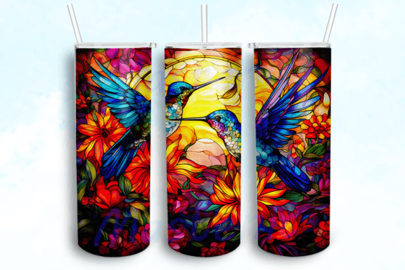 Sunflowers with Hummingbirds Tumbler Graphics for Crafts