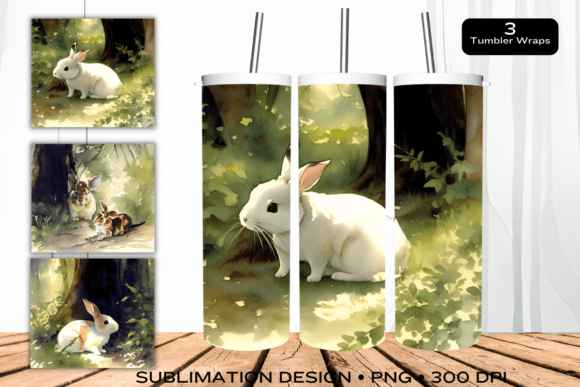 Watercolor Rabbit Tumbler Graphics for Crafts Brands