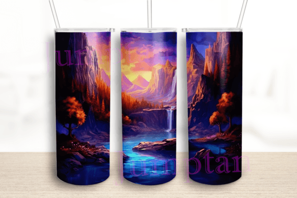 Waterfall Landscape Tumbler Wrap: Graphics for Crafts