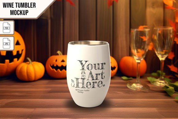 Wine Tumbler Mockup SmartObject Template: Graphics for Mugs Amp